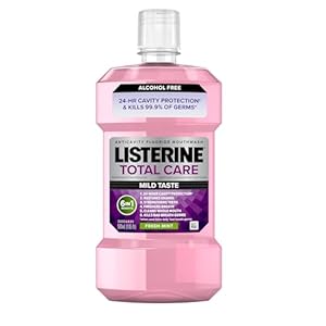 Listerine Total Care Alcohol-Free Anticavity Fluoride Mouthwash, 6 Benefit Oral Rinse to Help Kill 99% of Germs That Cause Bad Breath, Strengthen Enamel, Fresh Mint Flavor, 500 mL