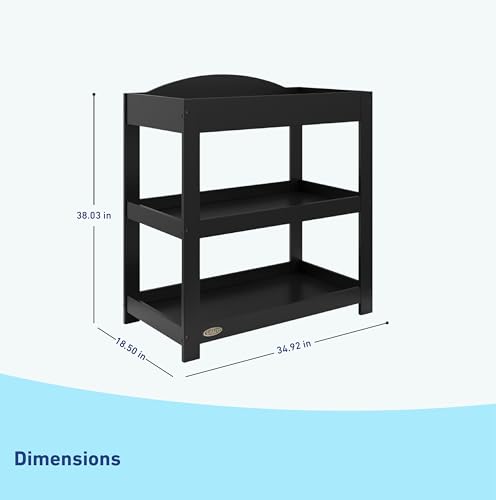 Image of Graco Customizable Changing Table with Water-Resistant Changing Pad (Black) - Customizable Modern Flat or Classic Arched Headboard, Baby Diaper Changing Pad Included