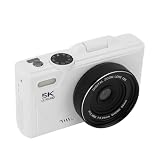 Cámara Digital 5K 75MP con estabilización de Zoom óptico de 18x, Pantalla abatible de 3 Pulgadas, cámara Digital Retro, cámara compacta para Viajes, fotografía, vlogging, Familia (Blanco)