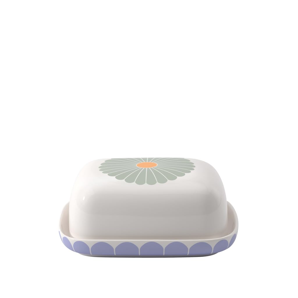 Villeroy & Boch – Fleur Butter Dish, Dimensions: Approx. 15 × 12.5 × 6.5 cm, Multicoloured, Dishwasher-Safe & Microwave-Safe, Floral Decor, Premium Porcelain Container for Butter
