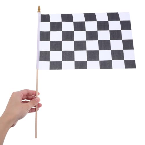 Mini drapeaux de course 20x30 en tissu résistant et mât bois pour extérieur