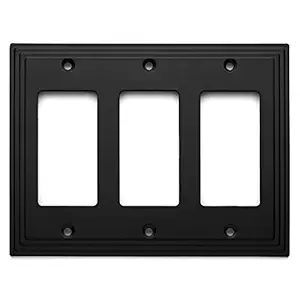 Cosmas 25084-FB Flat Black Triple GFI/Decora Rocker Wall Switch Plate Switchplate Cover