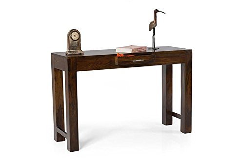 Image of Brown Wooden Console Bedside End Table with Drawer for Living Room