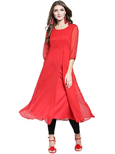 Image of Sera Women's Anarkali Kurta (LA2567 Red Large)