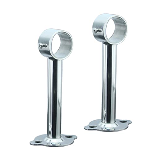 Amosfun 物干し竿受け 室内物干し ブラケット 壁付け 吊り下げ 直径調整可能 2本 27mm以内のパイプ対応 ステンレス 取り付け金具 室内物干しを吊るす ステンレス 金具 竿掛け ブラケット 壁 洗濯竿受け 屋外 賃貸 シルバー