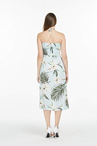 Image of Women's Hawaiian Luau Halter Dress in Signature Prints | Sleeveless halter dress, high-low hem; Hawaiian floral print; soft rayon, machine washable; luau, beach, cruise, party
