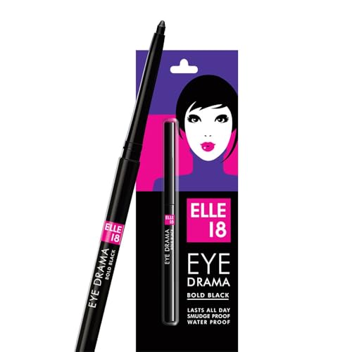 Elle 18 Eye Drama Kajal - Super Black, Smudge-Proof & Waterproof, 0.35 g