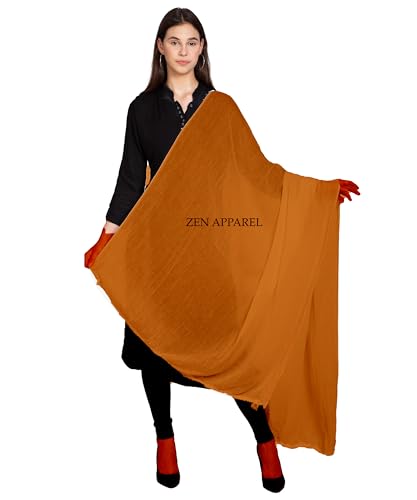 Image of Zen Women's Solid Premium Cotton Dupatta 2.25 Meters 100% Pure Cotton