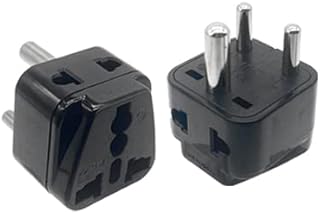 2-PACK UK to India Plug Adapter,SHUOMAO 2 in 1 UK To 3 Pin India Travel Adapter,Power Adapter Converter Plug,for Indian,Pakistan,Sri Lanka,Burma,Maldives and More(Type D)-Black