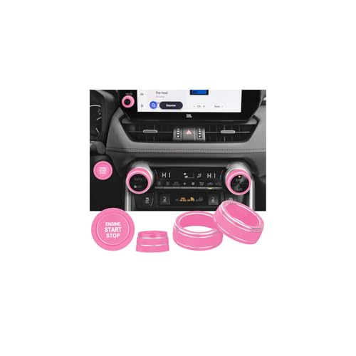 Image of for Toyota RAV4 /RAV4 Hybrid 2023 2024 2025 air Conditioning knob Cover, Start Button Cover Decorative Ring, Volume, Aluminum Alloy Decoration (RAV4, Pink)