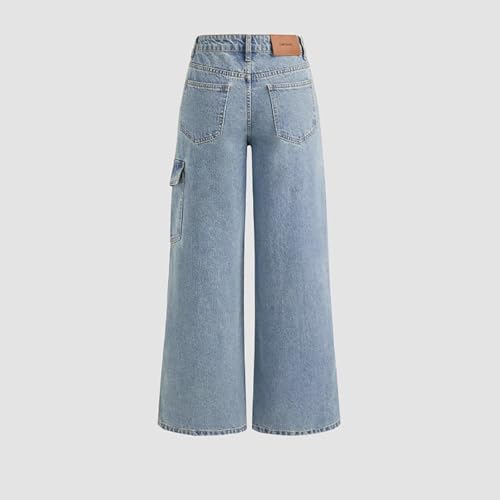 CORIRESHA Women's Baggy Bow Jeans Wide Straight Leg Casual Mid Waisted Y2k Denim Pants4