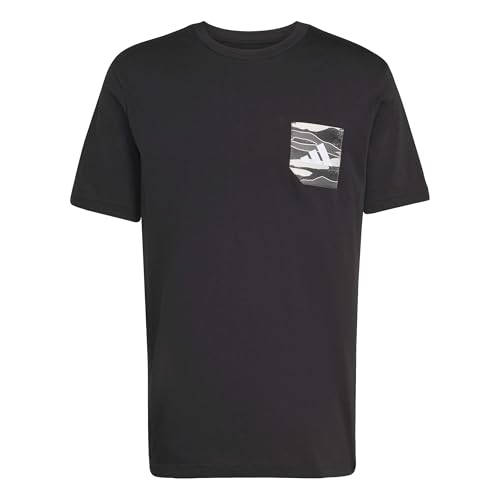 T-shirt graphique Adidas camo avec poche tissée résistante et col rond stable pour homme