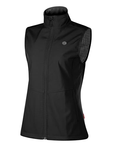 KUTOOK Weste Damen Sommer Leicht Ärmellos Laufweste Sportweste Fahrradweste Radweste Winter Softshell Fleece für Outdoor Hundesport Golf Schwarz L