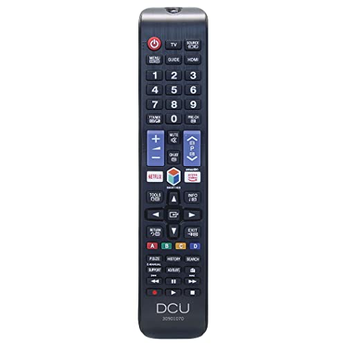 DCU TECNOLOGIC | Mando a Distancia Samsung Smart TV |Control Remoto TV |Compatible con Smart TV Samsung | Botón para Netflix y Prime Video | Negro