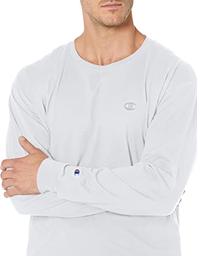 Champion Men's Long Sleeve Crewneck T Shirt, Long Sleeve T Shirt, Long Sleeve Shirts For Men- White #TOP2
