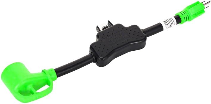 RV Electrical Adapter 15Amp to 30Amp NEMA 5-15P to TT-30R Female RV Adapter Cord with Circuit Breaker 125Volt Black-Green 16 Inch ETL Listed