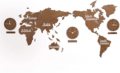 Horloge carte du monde en bois rose brun pour décorer le salon