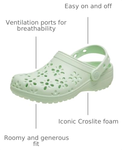 Image of Crocs Unisex-Child Classic Clogs with Floral Cut Out Design, Kids and Toddler Shoes
