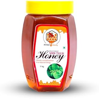 AmberHoney 100% Pure | Honey with No Sugar Adulteration | For Fitness & Health | Natural Immunity Booster | 100% Indigenous | Rich in Antioxidants & Minerals (Van Tulsi, 1000gm, Pack of 1)