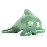 LEADGEM 3" Green Aventurine Crystal Dolphin Figurines Jade Dolphins Sea Animal Statue Gemstone Sculp