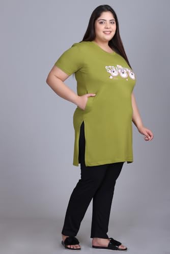 Image of In Love Women's Plus Size Graphic Printed Cotton Night Suit Set Short Sleeve