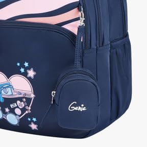 Image of Genie Backpack for Girls Laptop Sleeve, Three Compartments and Organiser with Padded Shoulders |Best for Books,Stationery,Lunch Box & Essentials