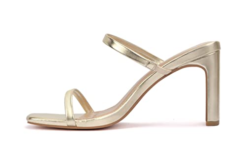 Image of Carcuume Women's Square Toe Two Strap Open Toe Block Heels Sandals Slip On Shoes