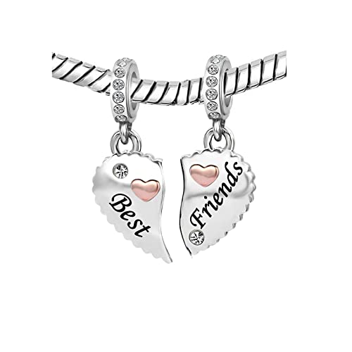 NARTGO Puzzle Heart Best Friend Friendship Charm Compatible With Pandora Charms Bracelets2