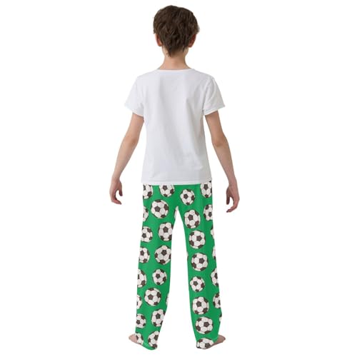 ZZXXB Football Print Boys Long Pants Soft Trousers Elastic Waist Kids Lounge Bottoms with Pockets S-XL3