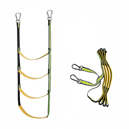 Échelle de corde pour bateau à 4 marches - Sangle réfléchissante haute visibilité - Aide de sécurité portable pour côtes et canots pneumatiques - Clips...