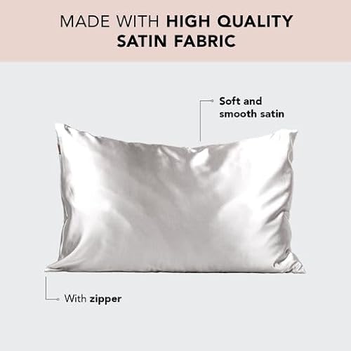 Kitsch Satin Pillowcase For Hair & Skin -Softer Than Silk Pillowcase For Hair & Skin | Cooling Satin Pillowcases With Zipper | Satin Pillow Case Cover | Pillow Cases Standard Queen (Silver, 1 Pack) #TOP1
