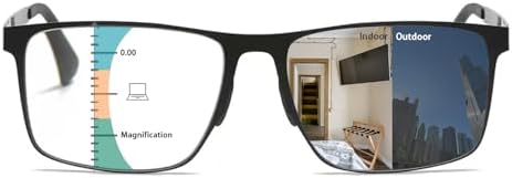 K.LAVER Photochromic Reading Glasses Multi Focal Reading Glasses for Men Clear on Top Readers on Bottom Progressive Reader 2.5x, Black