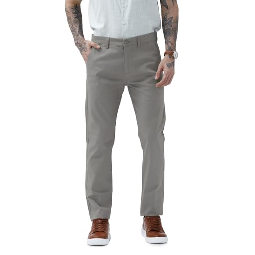Image of BASICS Premium Cotton Stretch Formal Trousers for Men | Office Pants