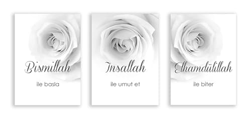 Image musulmane Bismillah pour mur de salon - Toile grise moderne