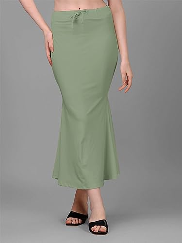 Image of Women's Saree Shapewear Petticoat, Cotton Blend Stretchable Mermaid Skirt, High Waist Tummy Control, Smooth Curve Fit with Adjustable Drawstring