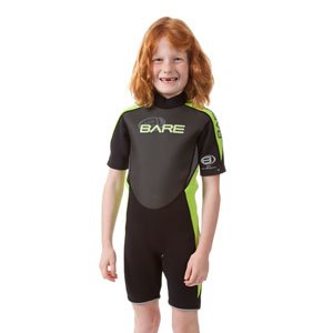 Bare 2mm Velocity, Junior Shorty Wetsuit Size 16YRS, (Black, Green and Gray)