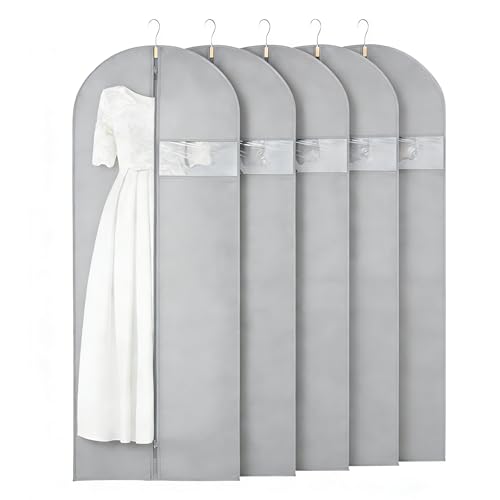 SQUASHIC Kleidersack 5 Stück 60×140 cm mottensicher mit Reißverschluss