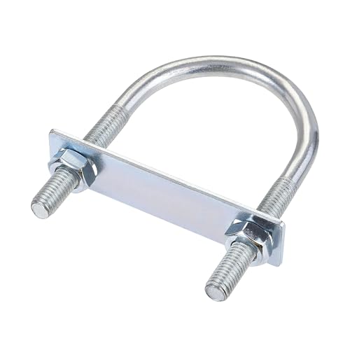 MACHSWON Round U-Bolt,1 Set Zinc Plated Alloy Steel M10 U Bolts 65mm(2.56") Inner Width 110mm Length with Nuts and Frame Plate for Automobiles Boat Trailer