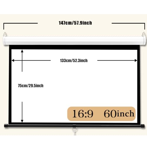 Pantalla manual de proyector 60" para cine en casa 16:9 miniatura 7