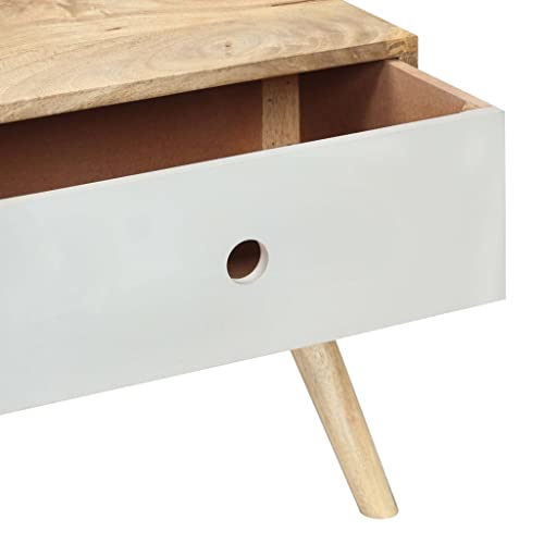 Mesa de centro de madera de mango de 90x50 cm para salón retro con cajón 7