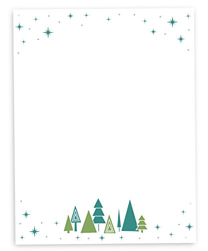 Papier à lettres de Noël sapins et étoiles de qualité supérieure