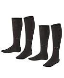 ESPRIT Unisex Kinder Foot Logo 2-Pack Kniestrümpfe Baumwolle Schwarz Blau viele weitere Farben verstärkte Kniesocken ohne Muster atmungsaktiv lang einfarbig hoch und warm im Multipack 2 Paar