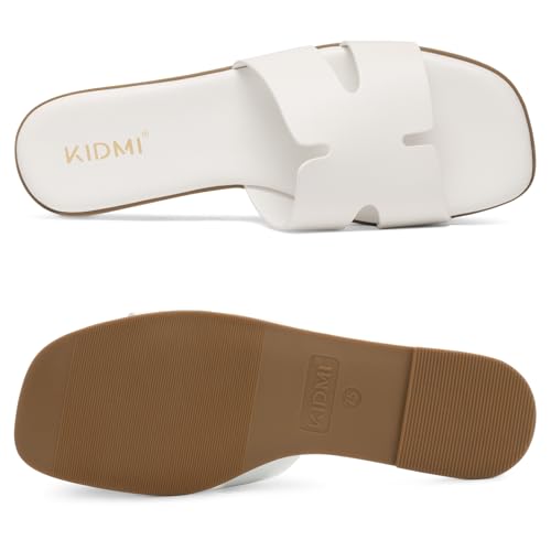 Image of KIDMI Women's Dressy Flat Sandals, Comfortable Slip On Summer Slides, Fashion Open Toe Casual Sandals