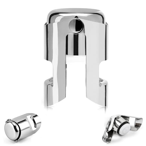 2 Pieces Champagne Stopper, Stainless Steel Vacuum Sealed Wine Sparkling Bottle Closure Sealer Silver