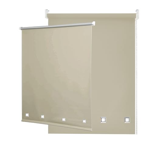 Funky Gadgets Rolgordijnen vierkant oogje licht filteren rolgordijn daglicht trimbare jaloezieën kindveilig gemakkelijk fit metalen buis thuiskantoor raamjaloezieën - natuurlijk, B 90 x L 165 cm