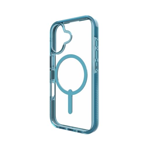 Image of ZAGG Santa Cruz Snap Case for iPhone 16 Pro Max - MagSafe Compatible, 13ft Military-Grade Drop Protection, Graphene Reinforced, Lightweight, 70% Recycled Content, Clear with Color Accents, Retro Blue