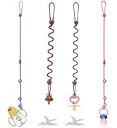 IOPJLK Schnullerkette aus Silikon, 4 Stück Cup Catcher, Einstellbar Kinderwagen Zubehör Kinderwag...