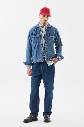 Image of SNITCH Men Casual Jacket | Relaxed Fit Full Sleeve Classic Collar Solid Pattern | Premium 100% Cotton Twill Fabric & Buttoned Closure For Everyday Wear