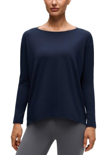 Image of CRZ YOGA Long Sleeve Workout Shirts for Women Loose Fit-Pima Cotton Yoga Shirts Casual Fall Tops Shirts