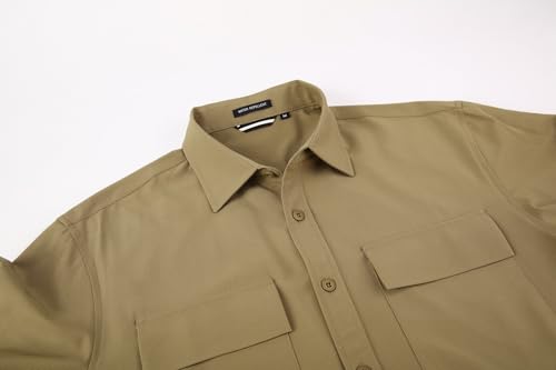 Alex Vando Mens Button Down Shirts Two Pockets Long Sleeve Casual Dress Shirt for Men